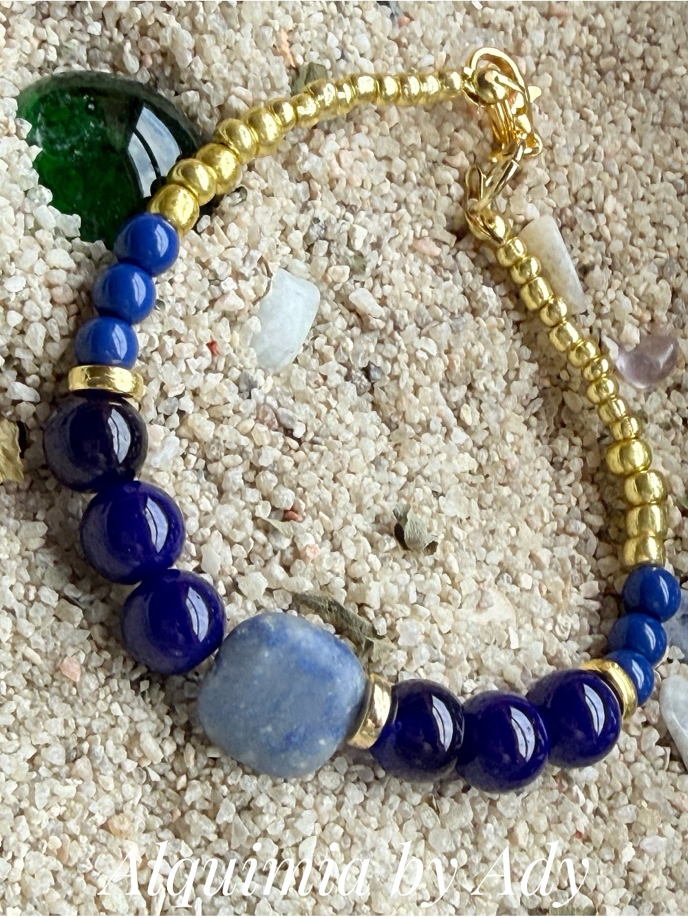 Sodalite Blue & Gold Beaded Bracelet
